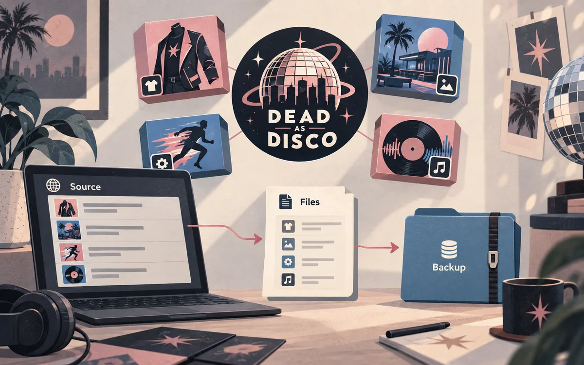 Illustrazione editoriale del percorso da una scheda Nexus Mods Dead as Disco ai controlli dei file e del backup